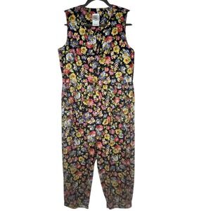 Vintage Laura Ashley Womens Floral Jumpsuit Cotton Sz M 80s 90s Cottagecore